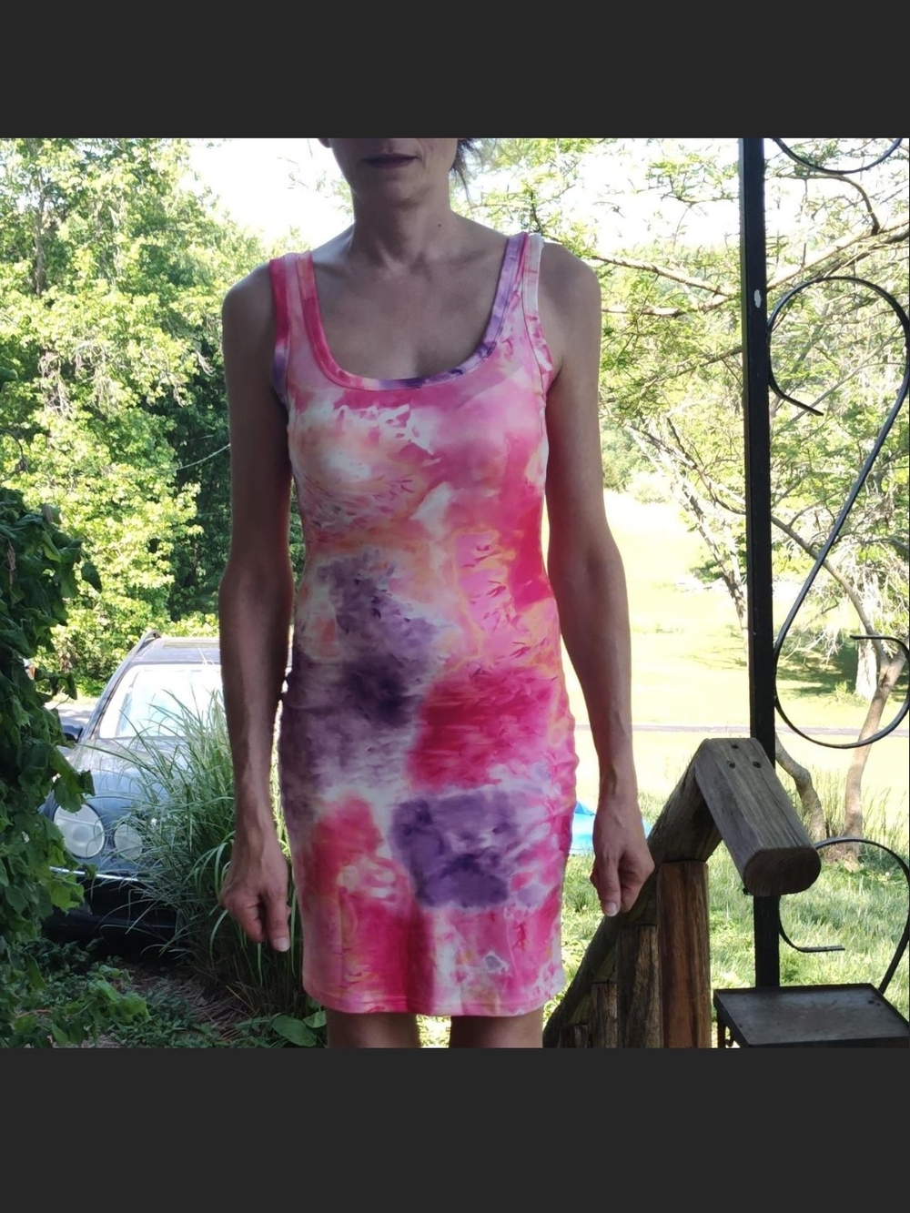 Pink & Purple Tie-Dye Scoop Neck Sleeveless Tank Top Dress